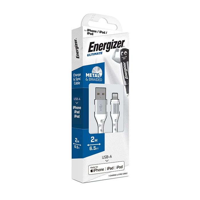 Καλώδιο Lightning Energizer Braided to Lightning White 2m (C520LKWH)
