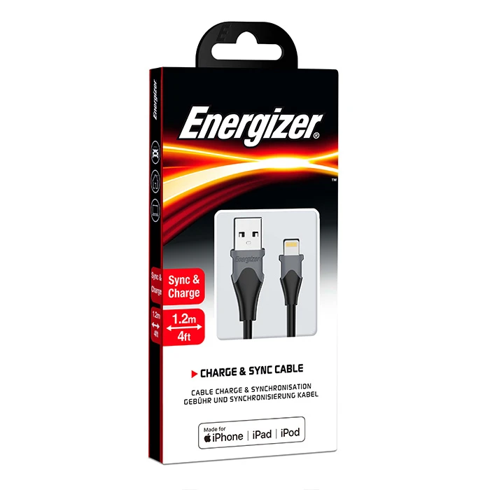 Καλώδιο Lightning Energizer Regular to Lightning Black 1.2m (C61LIGBK4)