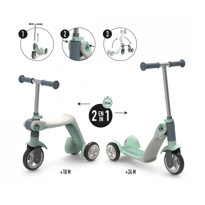 Smoby Kids 3-Wheel Scooter Switch with Seat - Green
