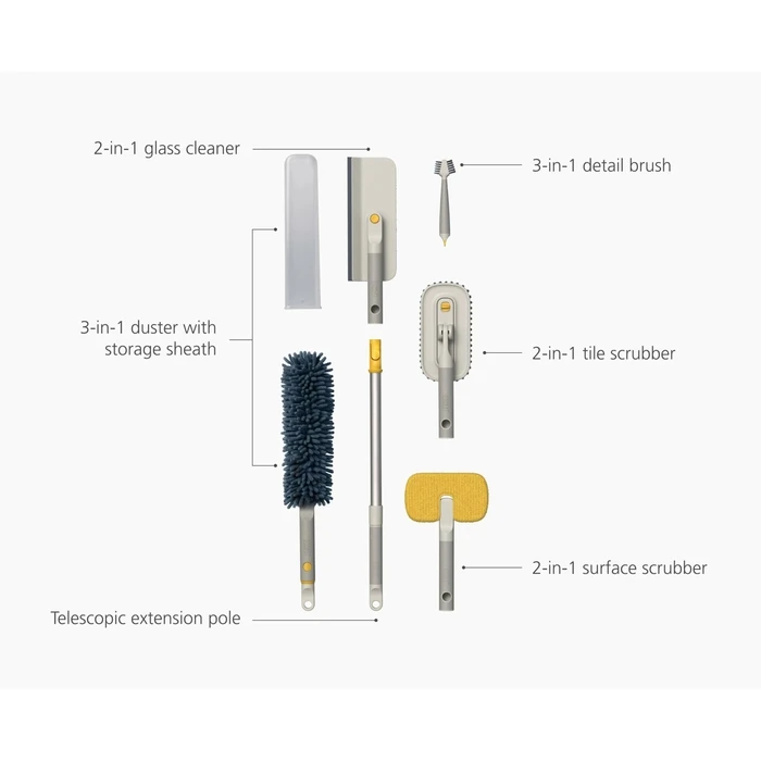 Joseph Joseph Cleantech 5-piece Cleaning Set with Extendable Handle