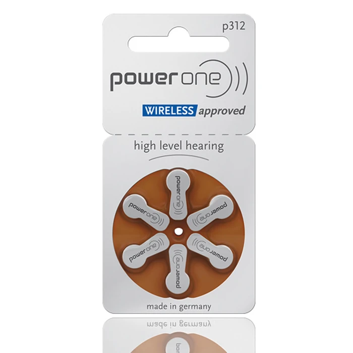 Μπαταρίες Ακουστικών Βαρηκοΐας Power One P312, mercury free, 1.45V, 6τμχ