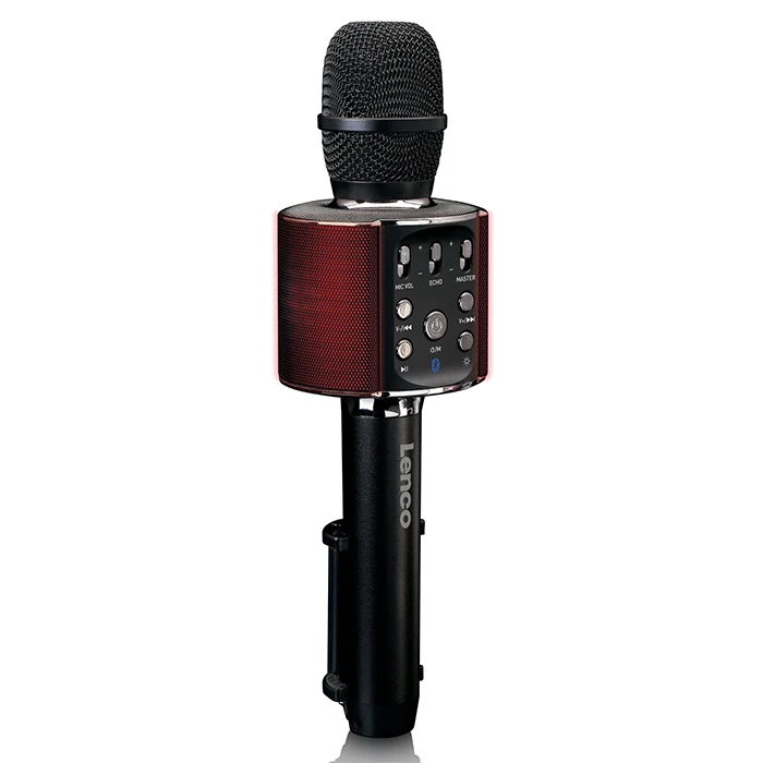 Karaoke Bluetooth Μικρόφωνο Lenco Bmc-090bk Με Ενσωματωμένο Ηχείο Rgb Φωτισμό Και Λειτουργία Karaoke