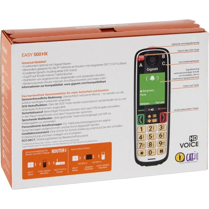 Gigaset Easy 500hx Senior Phone, Black
