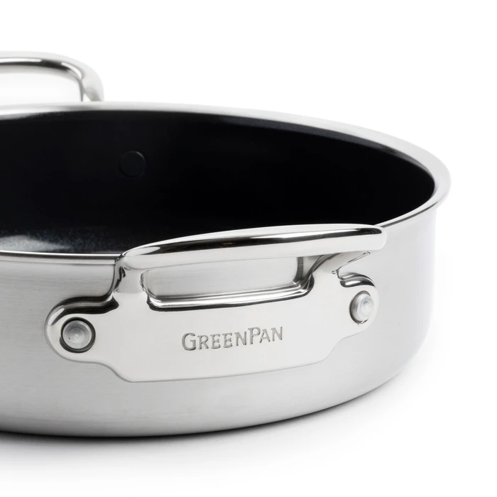 GreenPan Premiere Shallow Casserole 26 cm Stainless Steel with Glass Lid