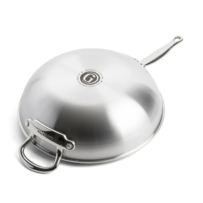GreenPan Premiere Wok 30cm - Stainless Steel Wok with Thermolon Infinity Pro Ceramic Coating