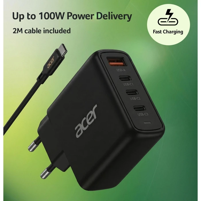 Acer 100W GaN Charger (USB-C PD) - ZL.ADTCC.00L