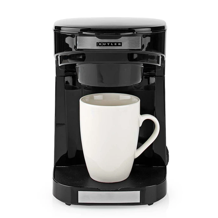 Butler Coffee Maker 0.25L 450W — 2 Porcelain Cups, Reusable Filter, Auto Shut-off (Black)