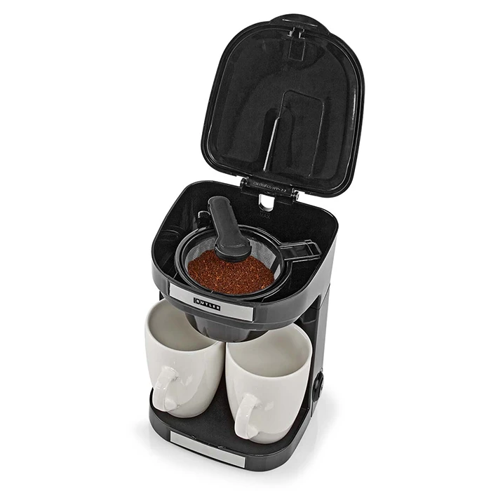 Butler Coffee Maker 0.25L 450W — 2 Porcelain Cups, Reusable Filter, Auto Shut-off (Black)