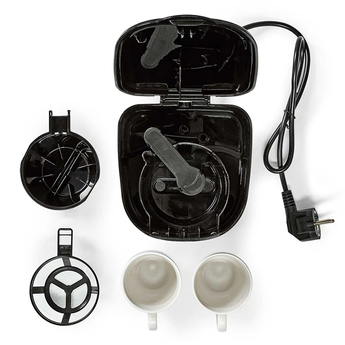Butler Coffee Maker 0.25L 450W — 2 Porcelain Cups, Reusable Filter, Auto Shut-off (Black)