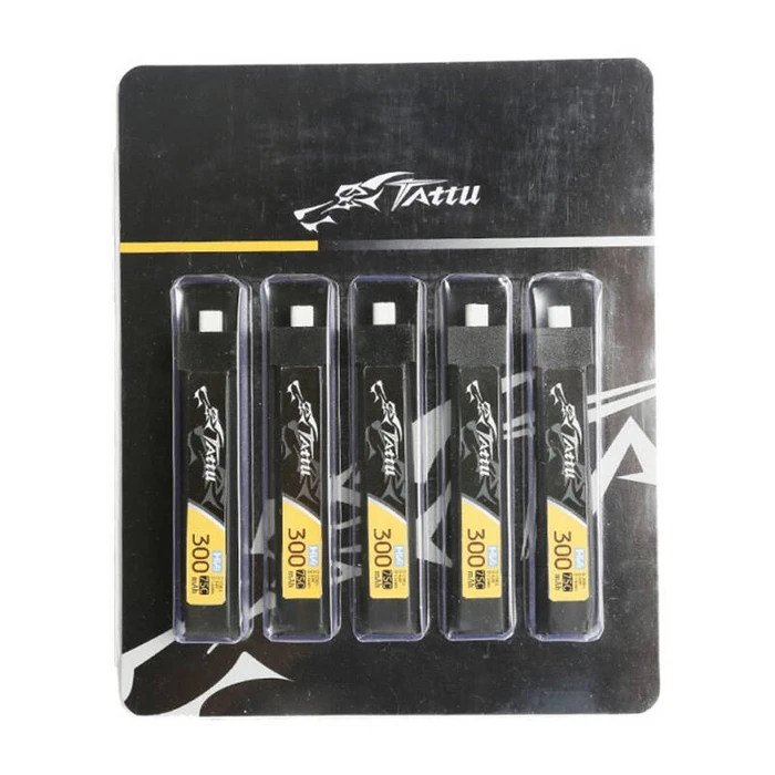 Tattu UAV Classic Li-Po Battery 3.8V 300mAh 75C 1S with BT2.0 (5 pcs)