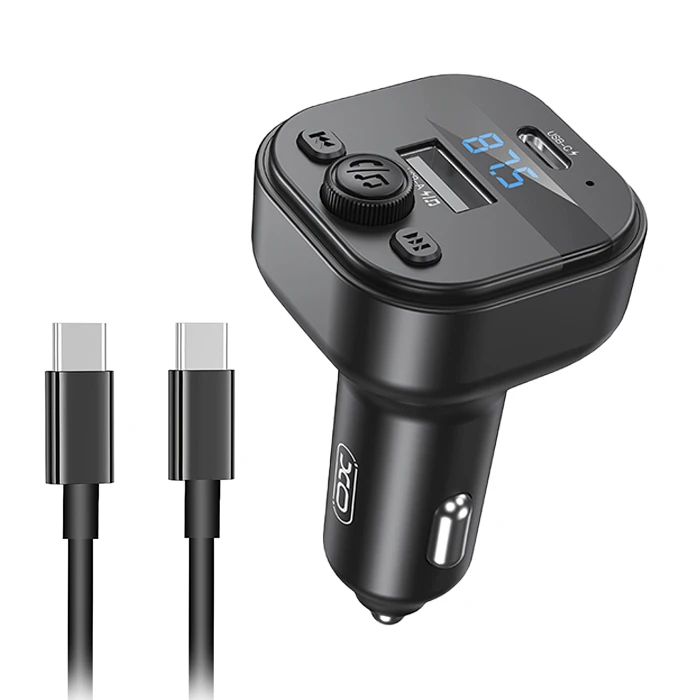 FM Transmitter Αυτοκινήτου XO Bluetooth ΜΡ3 με θύρα φόρτισης Type-C και Καλώδιο Type-C