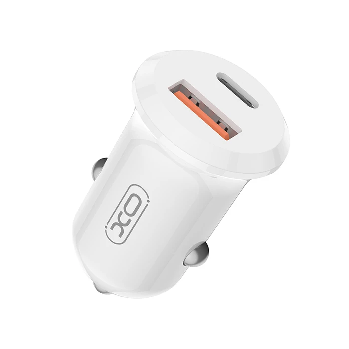 Φορτιστής Αυτοκινήτου XO Universal με 2 εξόδους, 1x USB-A & 1x USB-C Λευκό