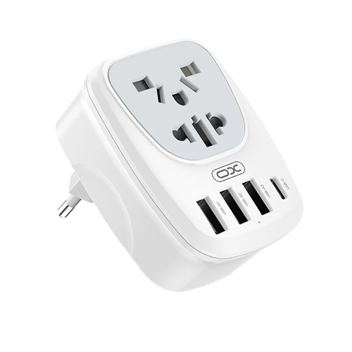 Αντάπτορας Πρίζας XO Universal σε schuko και με 4 εξόδους, 3xUSB-A & 1x USB-C