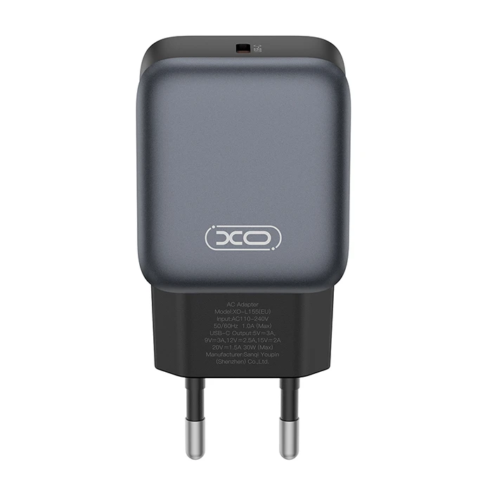 Φορτιστής Πρίζας XO Universal USB-C, 30W Μαύρο