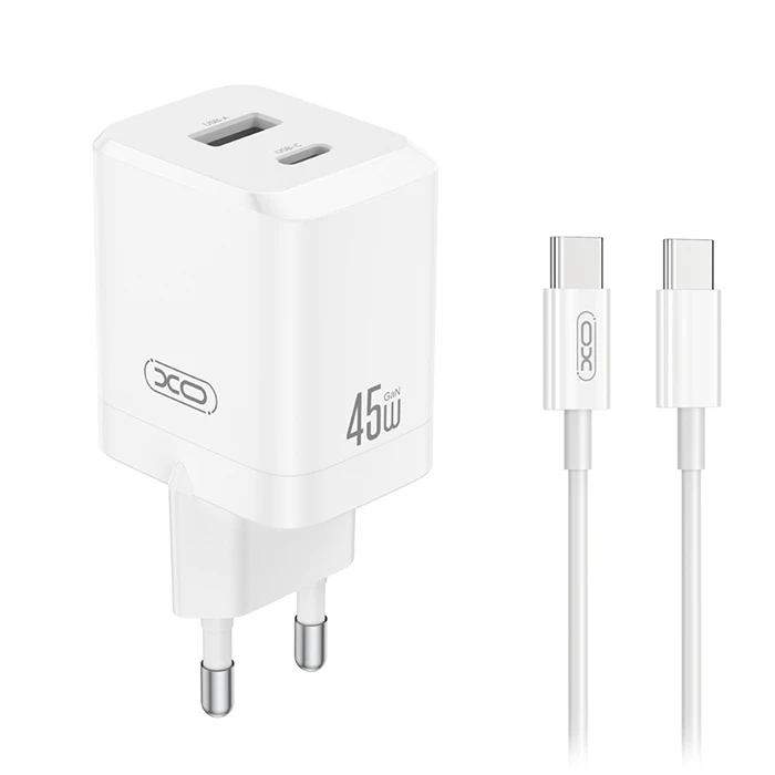 XO CE36 Φορτιστής GaN 45W με 1xUSB-C & 1xUSB-A και καλώδιο USB-C 1m