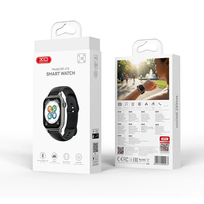 XO J15 Smartwatch με οθόνη TFT 1.88" – Μαύρο
