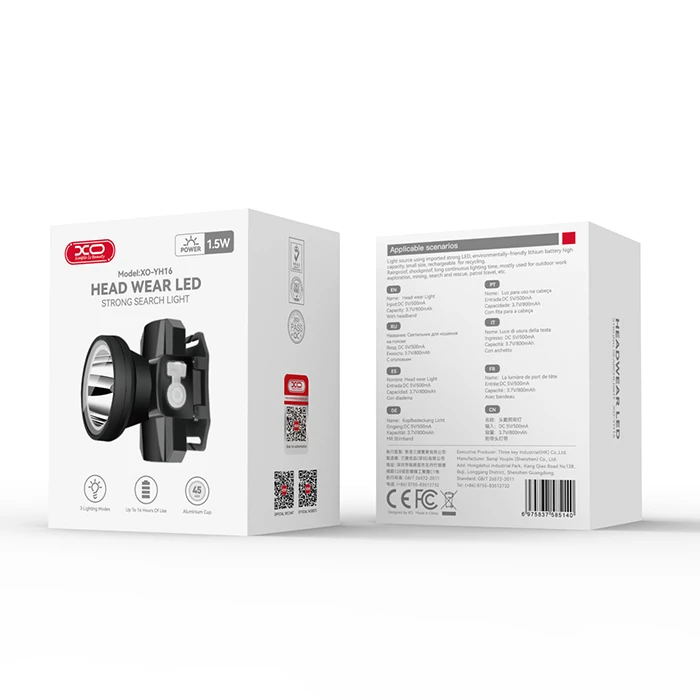 Φακός κεφαλής XO YH16, 800mAh