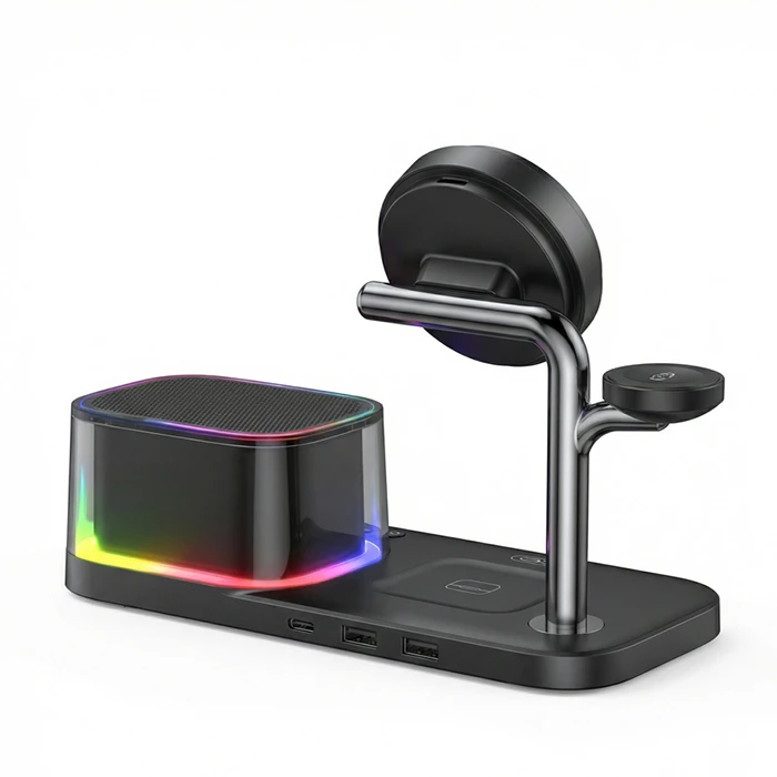 XO CX045 Charging Station for phone, smartwatch and earbuds with speaker and clock - 25W