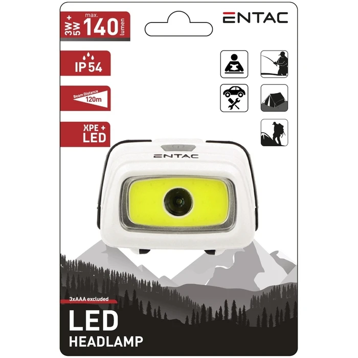 Φακός Κεφαλής Entac 5+3W (3xAAA Δεν Περιλαμβ.) ʼσπρο