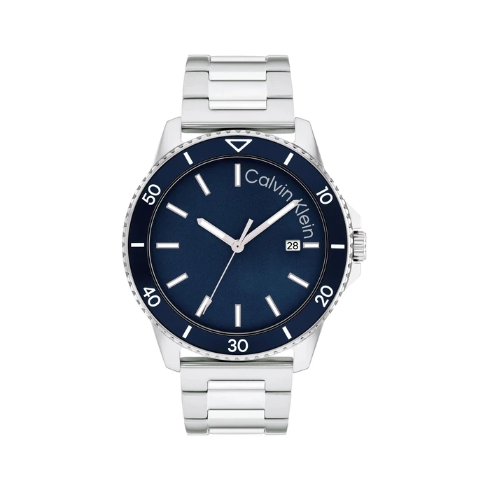 Ανδρικό Ρολόι Calvin Klein 25200385 (44mm) Μεταλλικό Μπρασελέ Ασημί