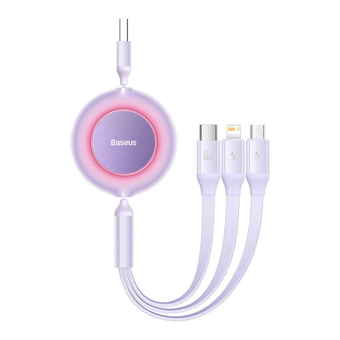 Καλώδιο USB Baseus Bright Mirror 3, USB 3-in-1 for micro USB / USB-C / Lightning 66W / 2A 1.1m (Purple)