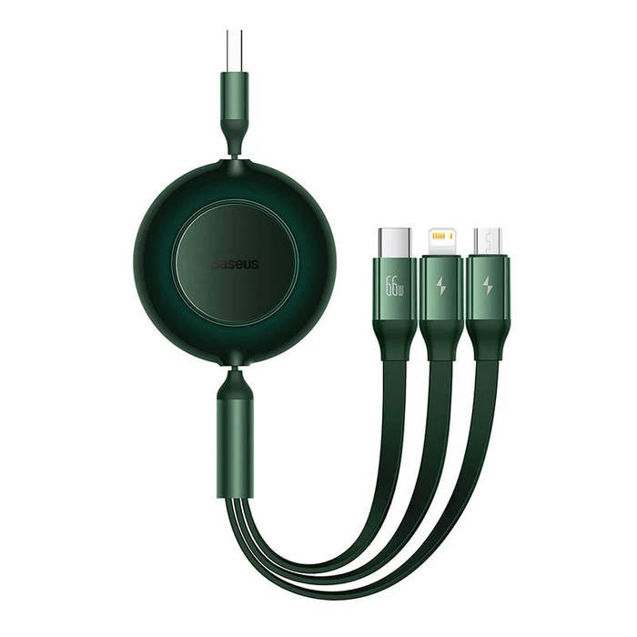 Καλώδιο USB Baseus Bright Mirror 3, USB 3-in-1 for micro USB / USB-C / Lightning 66W / 2A 1.1m (Green)