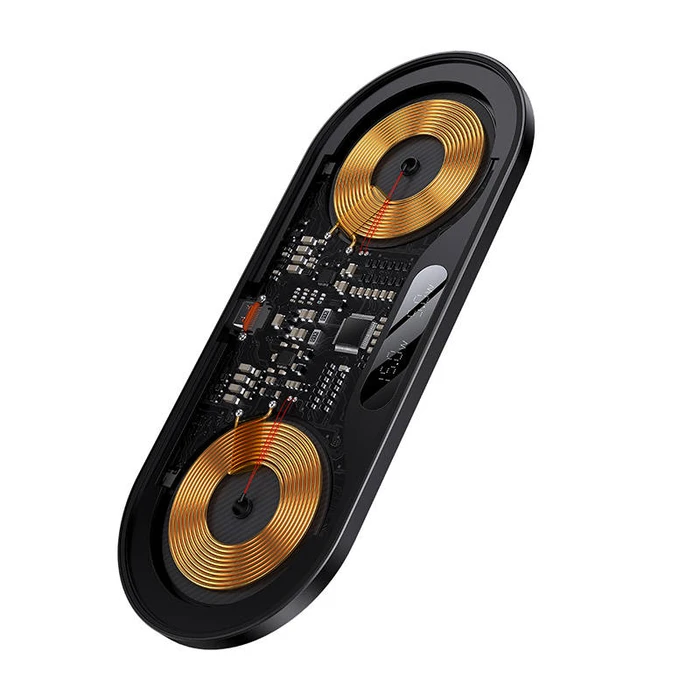 Ασύρματος Φορτιστής Dual Qi Baseus Digital LED Display 20W