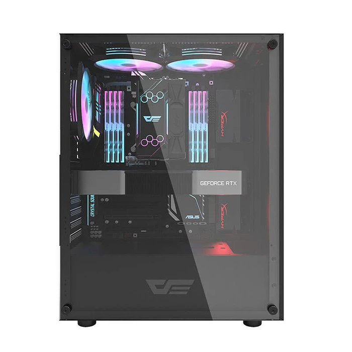 Darkflash DK100 Gaming Midi Tower Κουτί Υπολογιστή με Πλαϊνό Παράθυρο Μαύρο