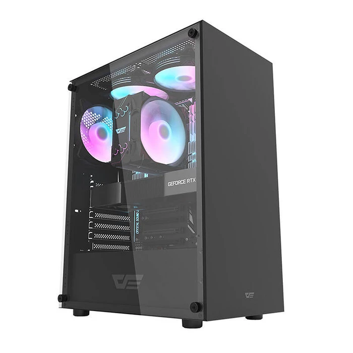Darkflash DK100 Gaming Midi Tower Κουτί Υπολογιστή με Πλαϊνό Παράθυρο Μαύρο