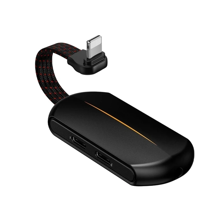 [CR] Baseus GAMO 3-in-1 iP Male to Dual iP & 3.5mm Female Adapter L47 Black