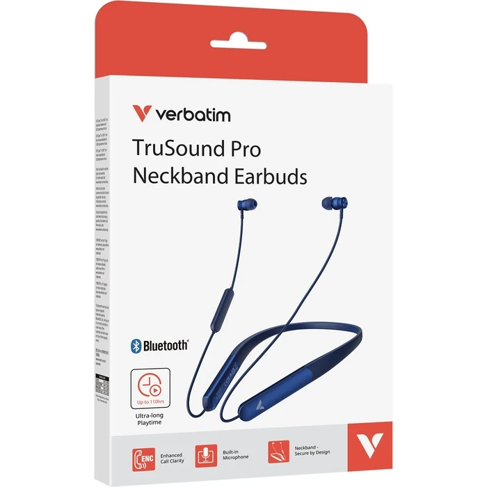 Verbatim TruSound Pro In‑ear Bluetooth Neck‑band Headphones — Blue
