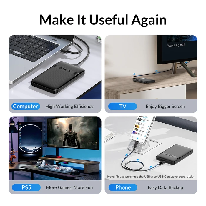 Θήκη για 2.5" Orico Sata Hdd/Ssd 2577C3-V1, 6Gbps, Μαύρη