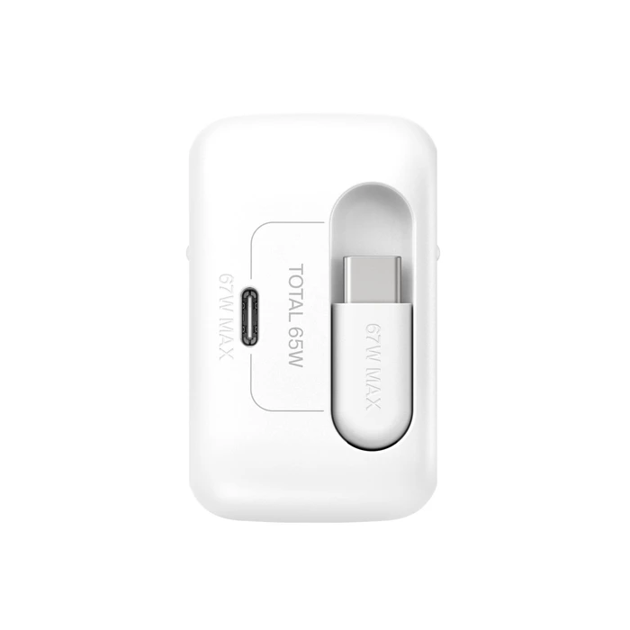 Belkin BOOST Charge Pro 67W Dual GaN φορτιστής τοίχου με ανασυρόμενο καλώδιο USB‑C (WCH022KQWH) - Λευκό