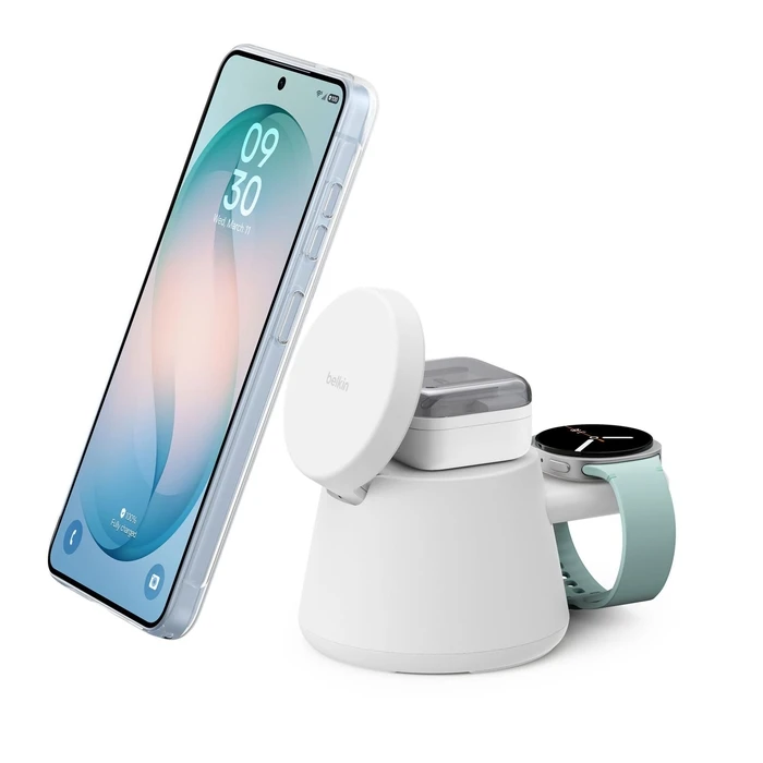 Belkin UltraCharge Modular Charging Dock με Qi2 25W, Λευκό (WIZ052KQWH, EAN 0745883944002)