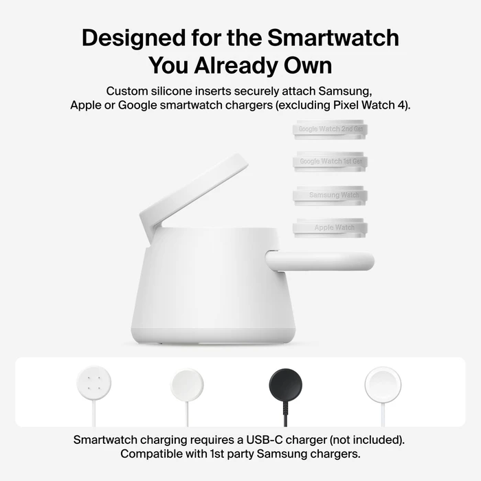 Belkin UltraCharge Modular Charging Dock με Qi2 25W, Λευκό (WIZ052KQWH, EAN 0745883944002)
