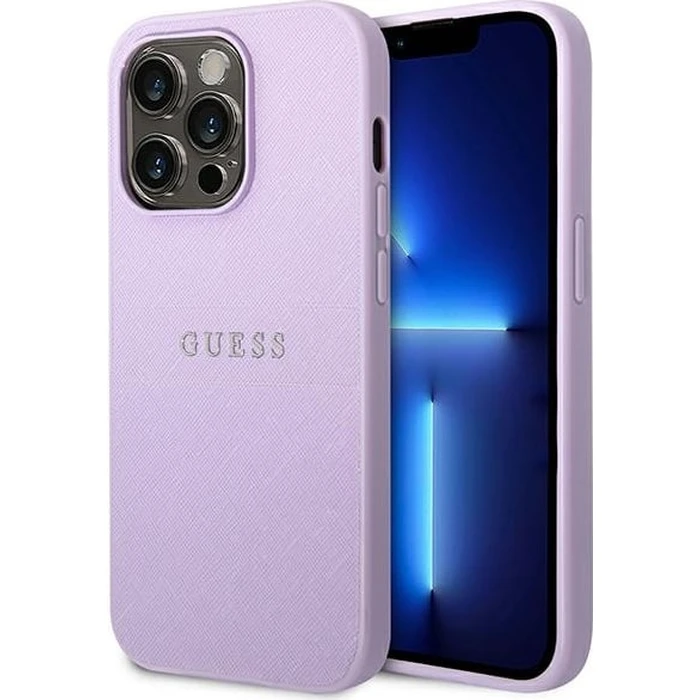Guess GUHCP14LPSASBPU Apple iPhone 14 Pro purple Saffiano Strap
