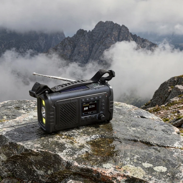 Lenco PDR-055 Portable Rechargeable DAB+ Emergency Radio with Bluetooth - Grey
