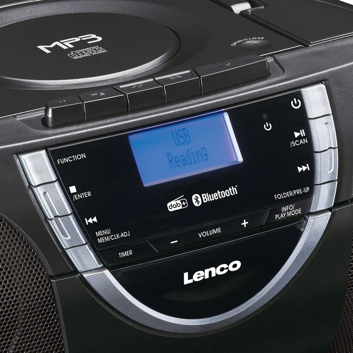 Lenco Boombox DAB+/FM Radio CD Player Bluetooth Portable Black