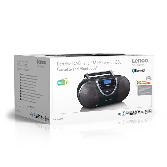 Lenco Boombox DAB+/FM Radio CD Player Bluetooth Portable Black