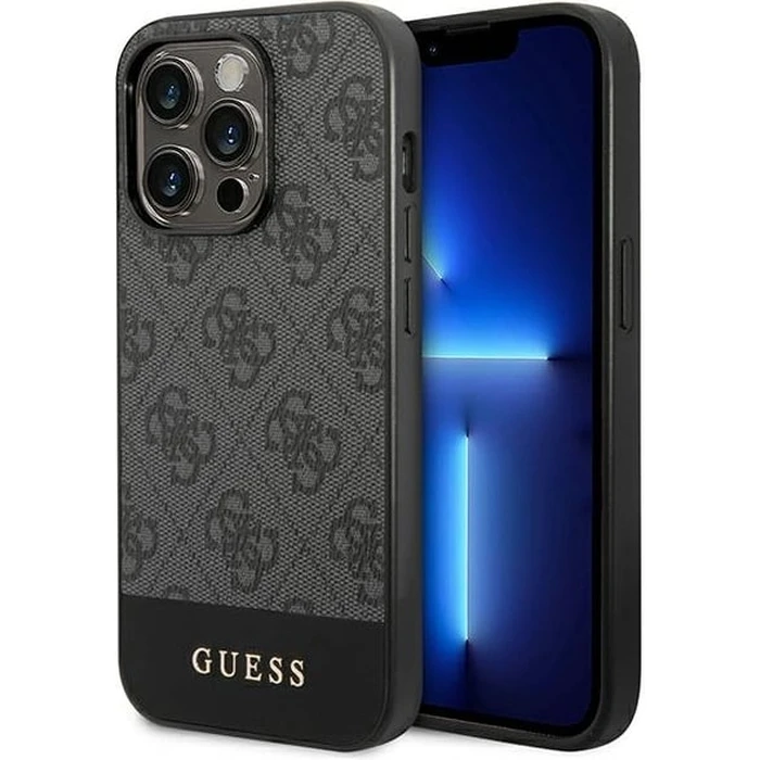 Guess GUHCP14XG4GLGR Apple iPhone 14 Pro Max grey hard case 4G Stripe Collection