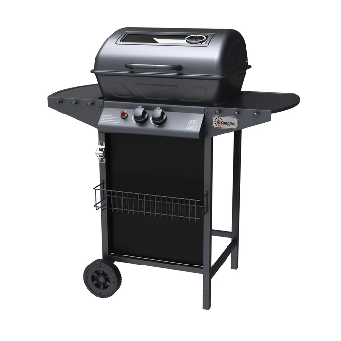 Campfire Gas Grill with 2 Burners, 49x37 cm, 5.5 kW