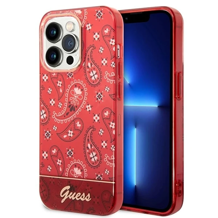 Guess GUHCP14LHGBNHR Apple iPhone 14 Pro red hardcase Bandana Paisley