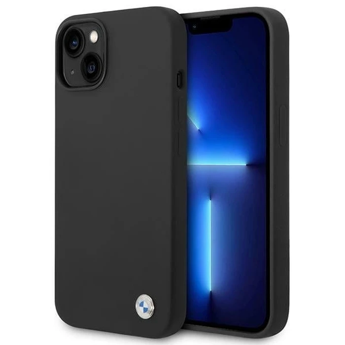 BMW BMHCP14SSILBK Apple iPhone 14 black Silicone Metal Logo