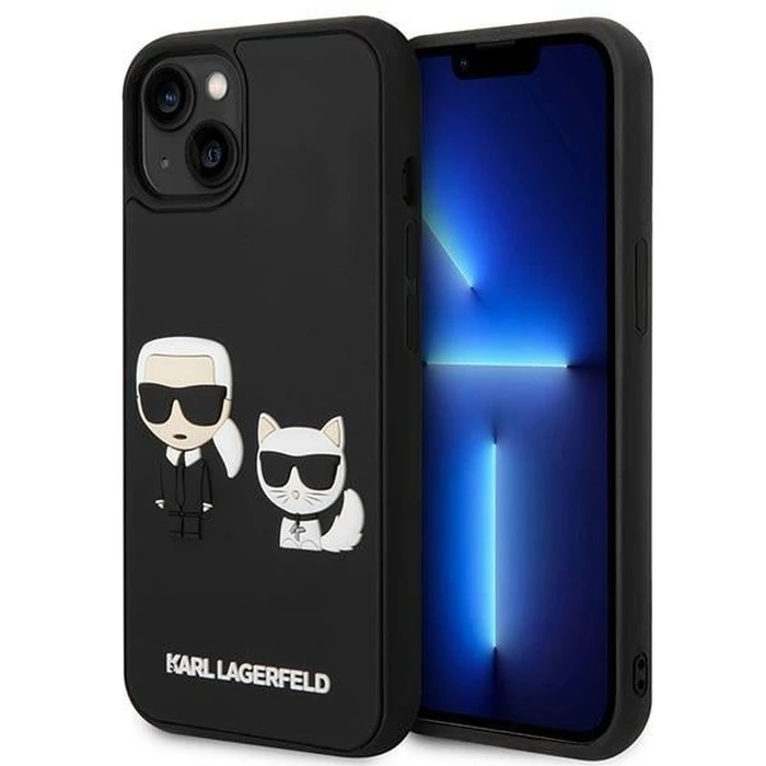 Karl Lagerfeld KLHCP14M3DRKCK Apple iPhone 14 Plus / 15 Plus black hardcase Karl&Choupette Ikonik 3D