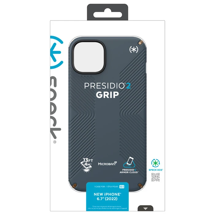 Speck Presidio2 Grip MICROBAN Apple iPhone 14 Plus / 15 Plus (Charcoal / Cool Bronze / Slate)
