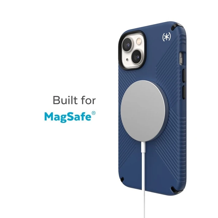 Speck Presidio2 Grip MagSafe MICROBAN Apple iPhone 14 Plus / 15 Plus (Coastal Blue / Black / White)