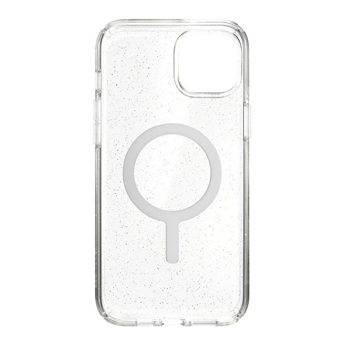 Speck Presidio Perfect-Clear Glitter MagSafe MICROBAN Apple iPhone 14 Plus / 15 Plus (Clear / Gold Glitter)