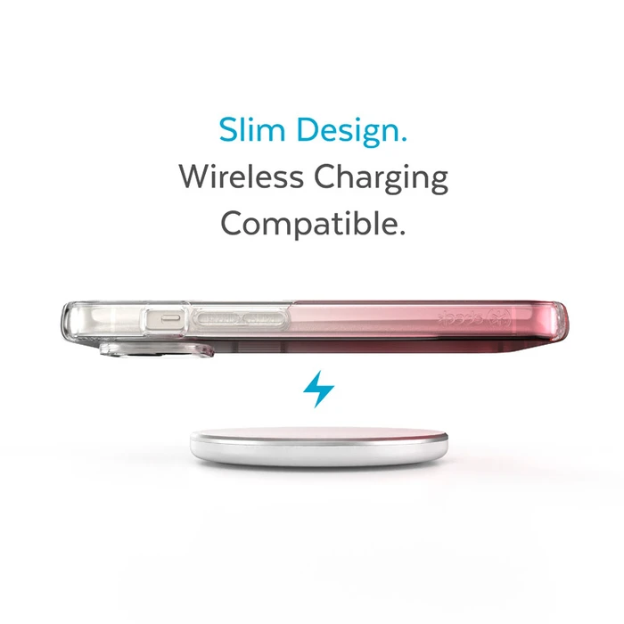 Speck Presidio Perfect-Clear Ombre MICROBAN Apple iPhone 14 Plus / 15 Plus (Clear / Vintage Rose Fade)