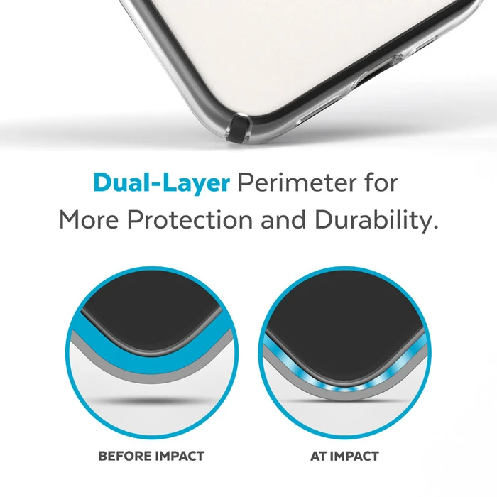 Speck Presidio Perfect-Clear Impact Geometry MICROBAN Apple iPhone 14 Plus / 15 Plus (Clear / Black)