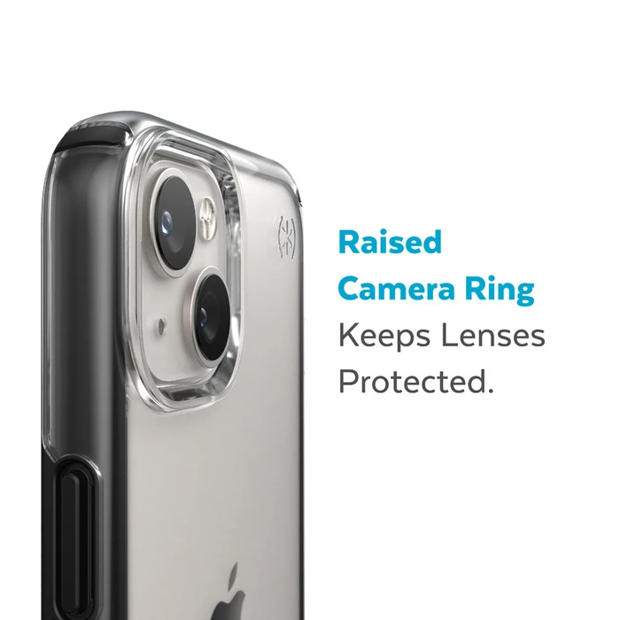 Speck Presidio Perfect-Clear Impact Geometry MICROBAN Apple iPhone 14 Plus / 15 Plus (Clear / Black)